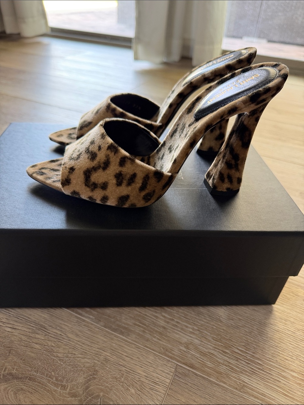YSL Saint Laurent Leopard Print Heels - Tan & Black - Picture 6 of 6